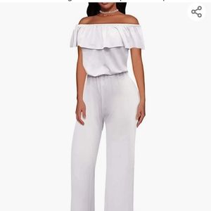 Wide leg off shoulder jumpsuit